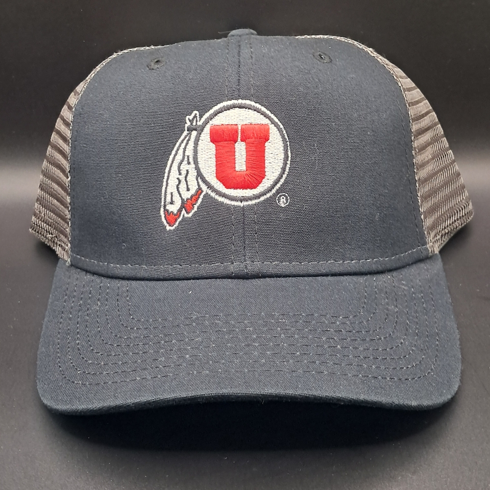 University Of Utah Black and Gray Trucker Hat with Red Logo